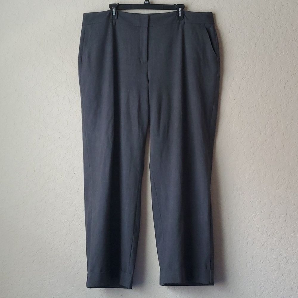 Lane Bryant Gray Wide Leg Dress Pants Size 20 Regular High Rise Stretch